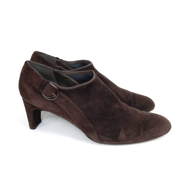 Stuart Weitzman Alma Chocolate Brown Leather Suede Ankle Boote Heel Sz 10 - 9.5 - Picture 3 of 16